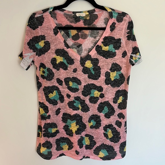 BiBi Leopard Printed Mesh Shirt With Button Up V Neck main image 0